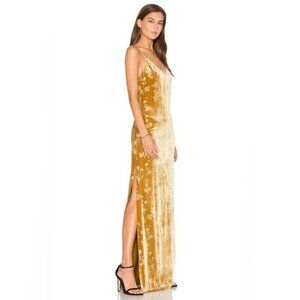ELIZABETH & JAMES Valerie Floral Velour Maxi Dress in Brass Glitter Size 8 NWT